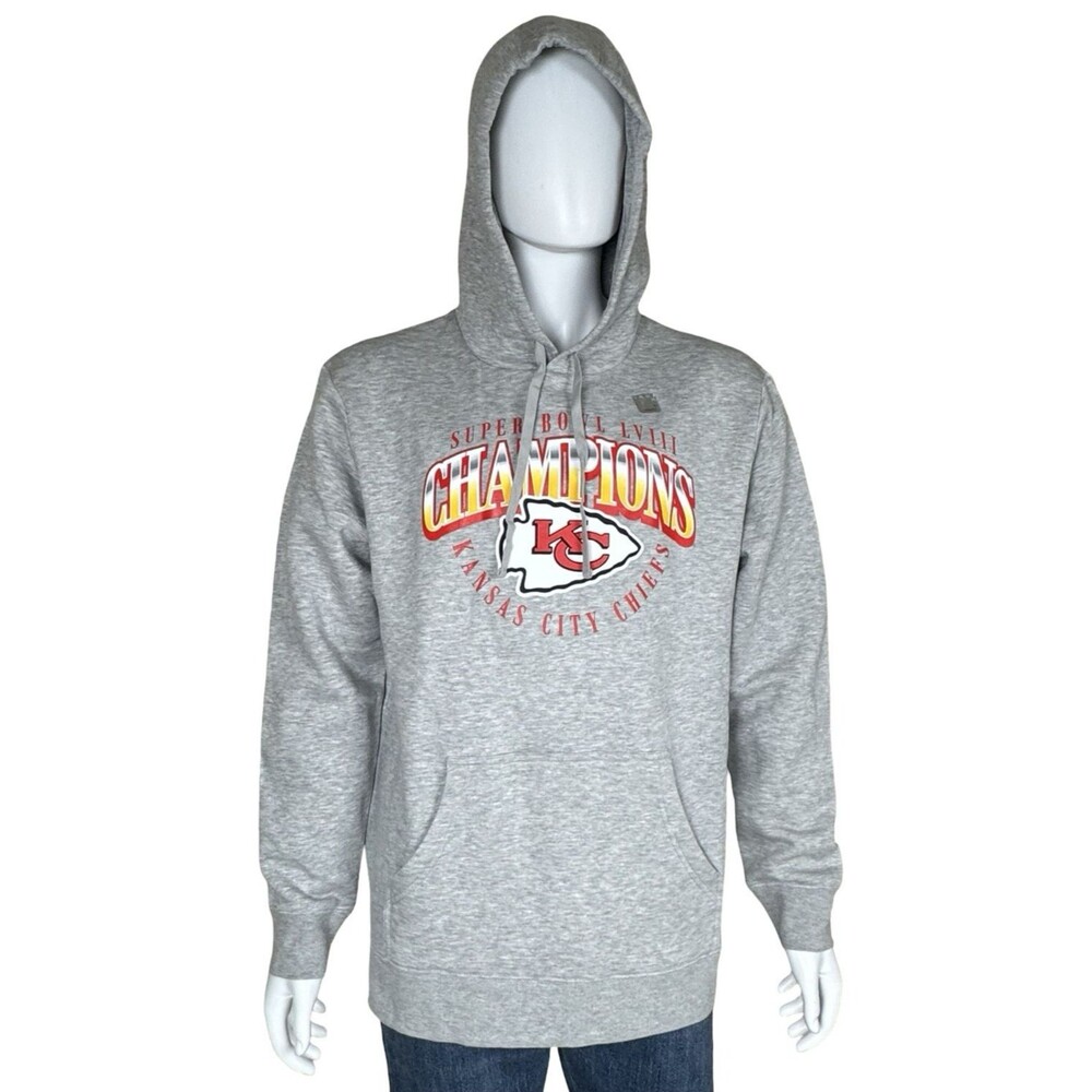 Kansas City Chiefs Size XL Hoodie Fanatics Super Bowl LVIII Champions Gray New